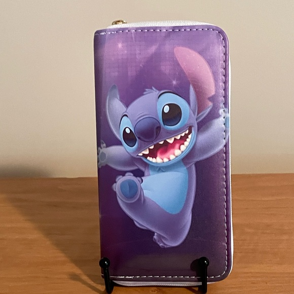 Stitch zip around wallet purple graphic print new 7.5 by 4 inches - Picture 5 of 5
